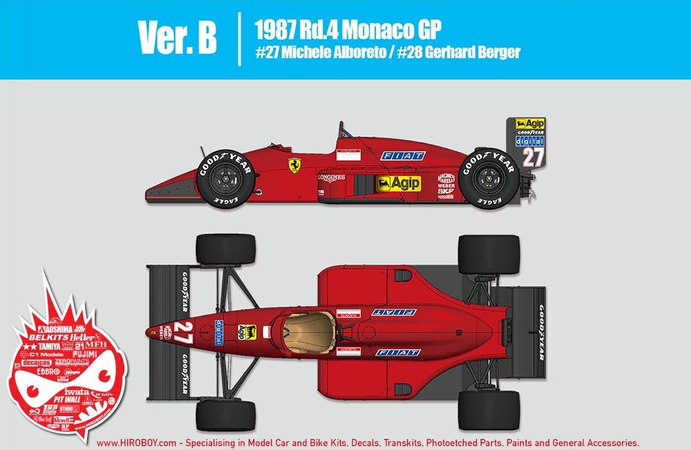 1:12 Ferrari F187 F187/88C Ver.B : 1987 Rd.4 Monaco GP #27 Michele Alboreto  / #28 Gerhard Berger, MFH K625