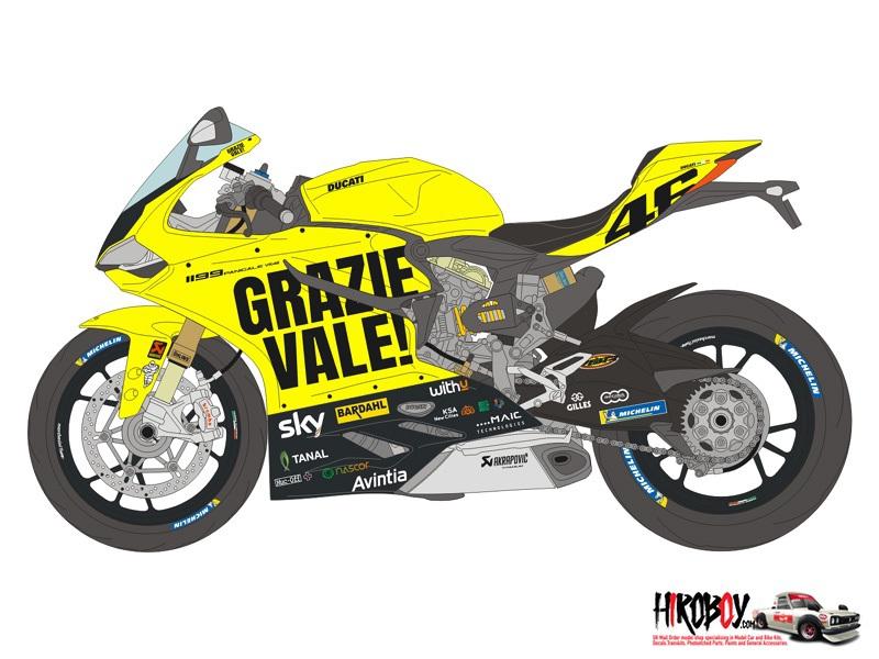 1:12 Ducati 1199 Panigale S GRAZIE VALE! Replica Decals for Tamiya, BS-12031
