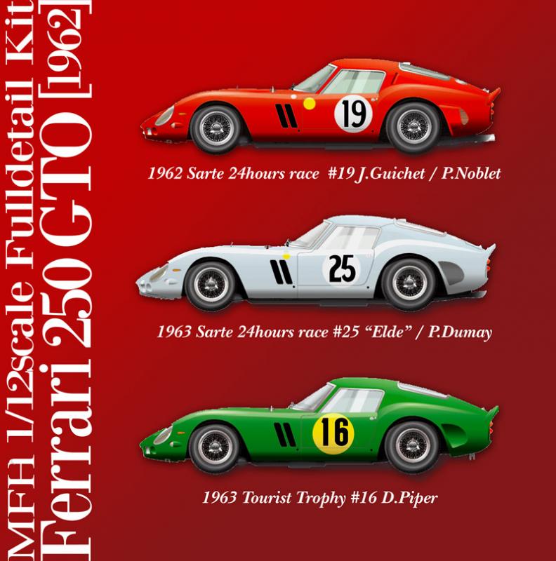 1:12 Ferrari 250 GTO 1962 Version A MFH K466 Model Factory Hiro
