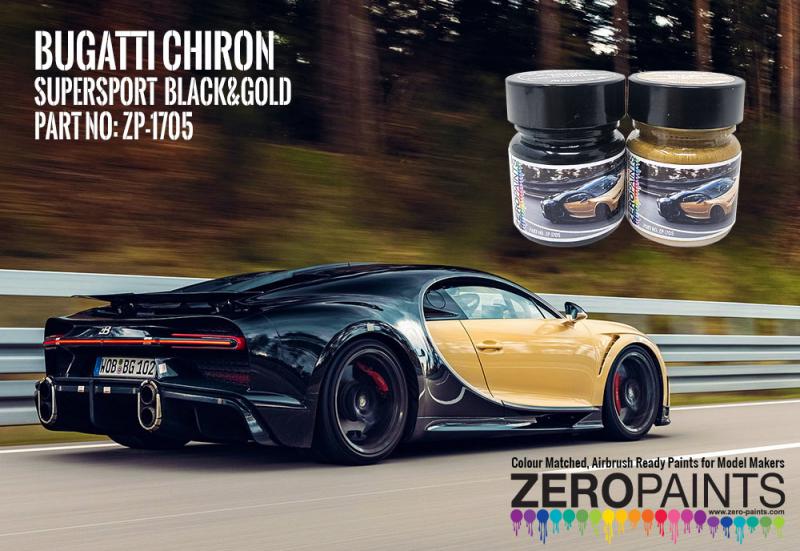 Bugatti Chiron Super Sport Black  Gold Paint Set 2x30ml ZP-1705 Zero  Paints