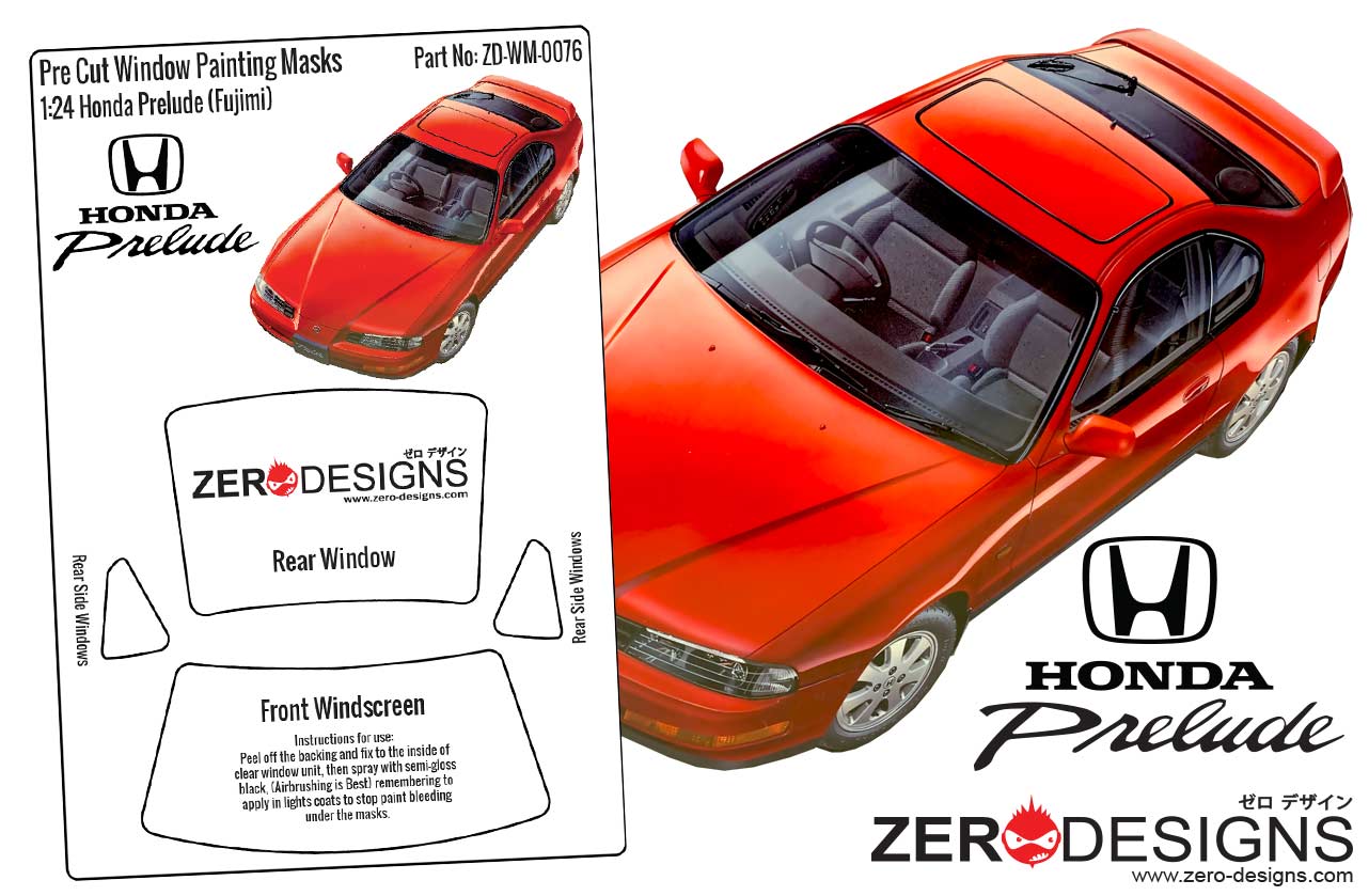 1:24 Honda Prelude Pre Cut Window Painting Masks (Fujimi) ZD-WM-0076  Zero Designs